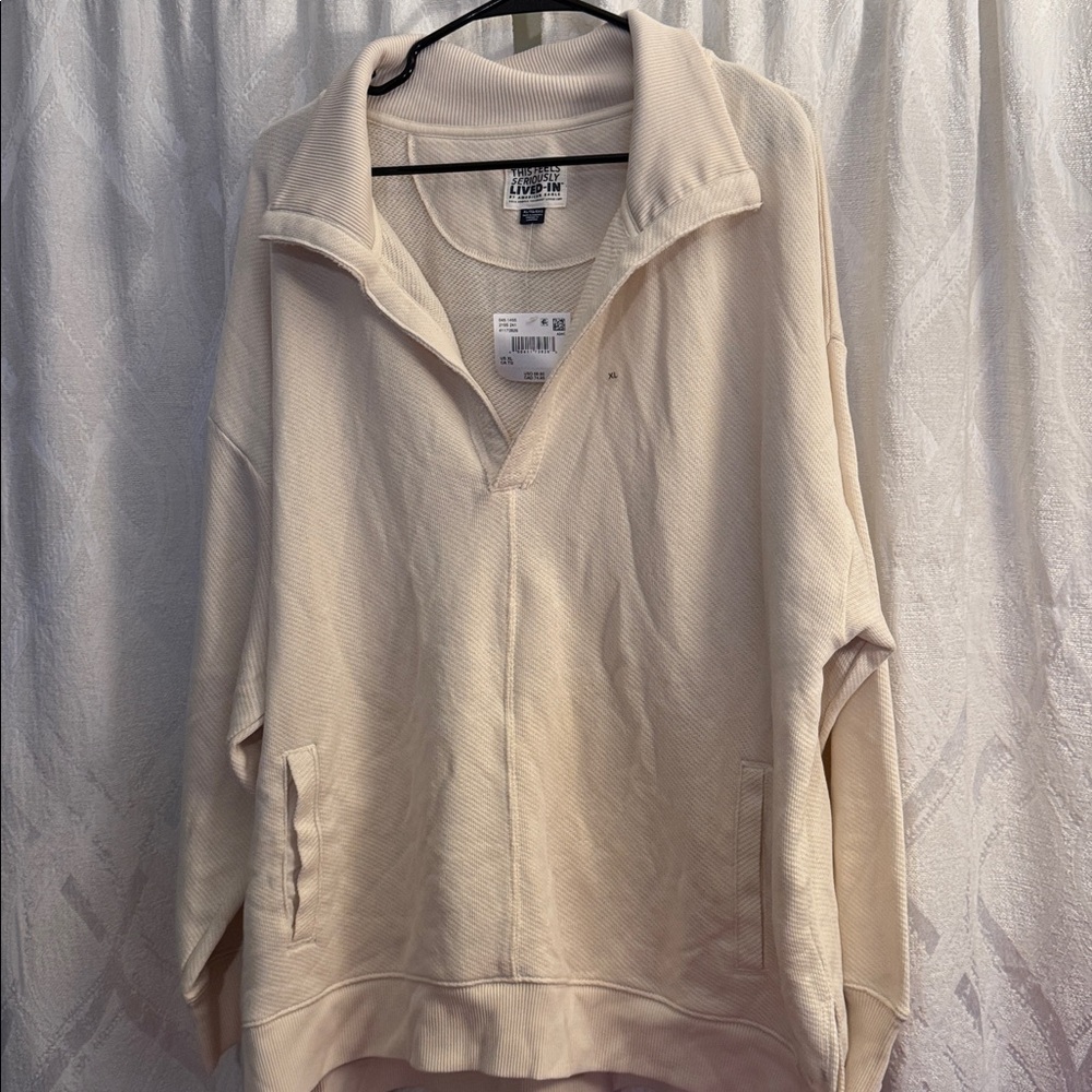 American Eagle Outfitters Cream V-Neck Sweater